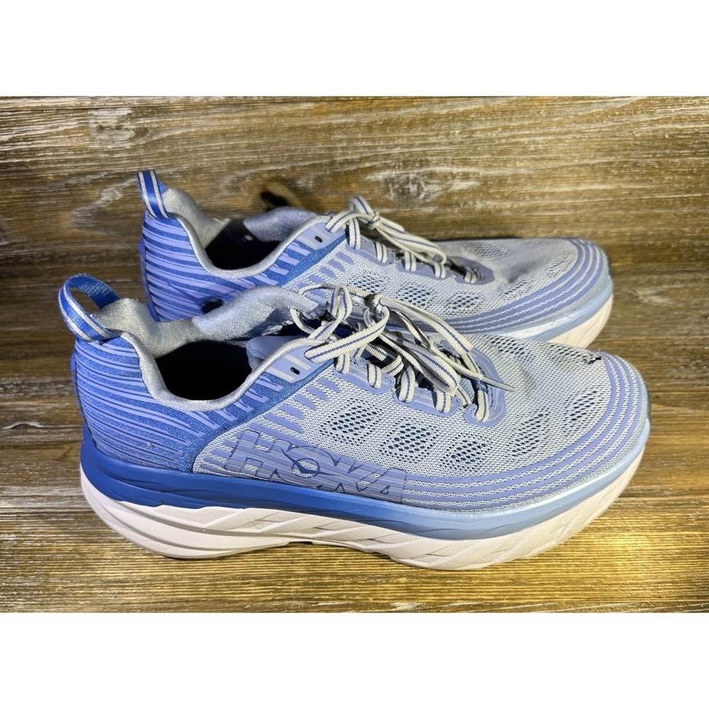 Hoka One One Bondi 6 Blue White Running Shoes Sneakers Women's Size 10 READ